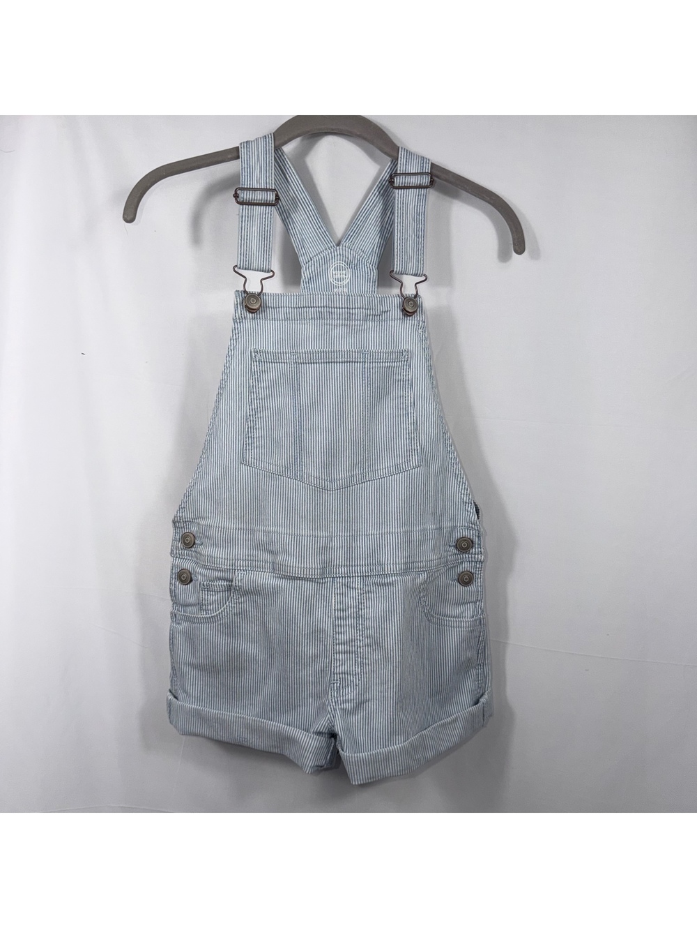 Wonder Nation Girls 7-8 Striped Short Overalls